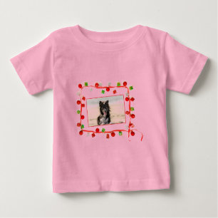 T-shirt Pour Bébé Bordure Collie Noël