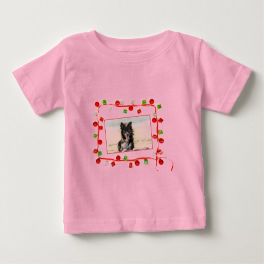 T-shirt Pour Bébé Bordure Collie Noël (Devant)