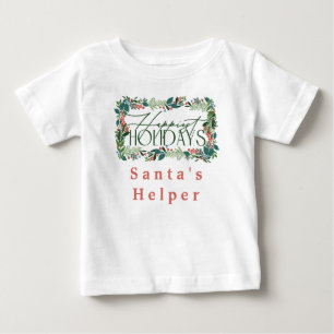 T-shirt Pour Bébé Botanique Custom Text Festive Fête Noël
