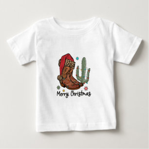 T-shirt Pour Bébé Bottes Western Santa Joyeux Noël Bottes Xmas