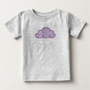 T-shirt Pour Bébé Boucles Violettes Nuage De Pluie Avec Étoiles Tomb