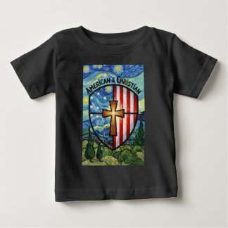 T-shirt Pour Bébé Bouclier patriotique américain et chrétien Foi et
