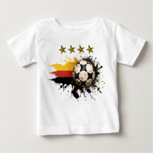 T-shirt Pour Bébé Boule de football avec drapeau allemand et quatre 