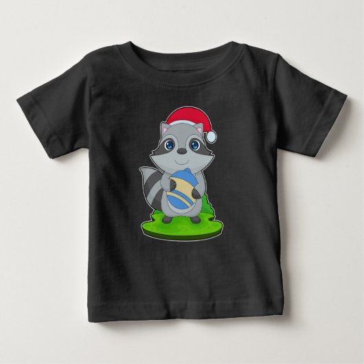 T-shirt Pour Bébé Boule de Noël Racoon (Devant)
