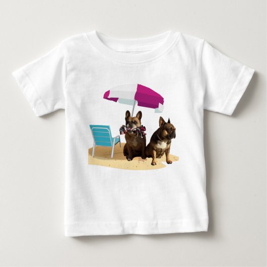 T-shirt Pour Bébé Bouledogue français mer vacances de French Bulldog (Devant)