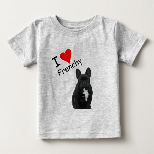 T-shirt Pour Bébé Bouledogue français noir French Bulldog (Devant)