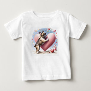 T-shirt Pour Bébé Bouledogue français saut à cœur French Bulldog