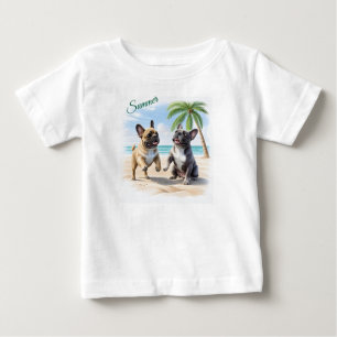 T-shirt Pour Bébé Bouledogues français plage Bouledogue français