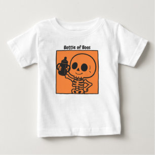 T-shirt Pour Bébé Bouteille de Boos Bébé squelette mignon Halloween