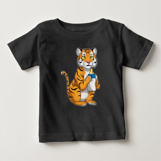 T-shirt Pour Bébé Bouteille de lait pour bébé tigre (Devant)