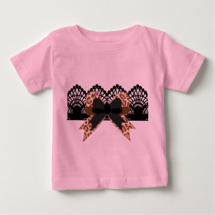 T-shirt Pour Bébé Bow Léopard Brown et Tutu Rose Lace Noire