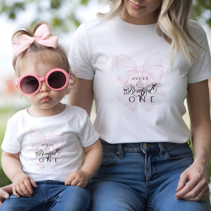 T-shirt Pour Bébé Bowtiful Un 1er Anniversaire Pink Bow Girls