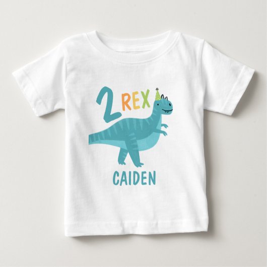 T-shirt Pour Bébé Boy Blue Dinosaur Deux Rex 2e fête d'anniversaire (Devant)
