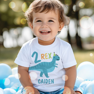 T-shirt Pour Bébé Boy Blue Dinosaur Deux Rex 2e fête d'anniversaire