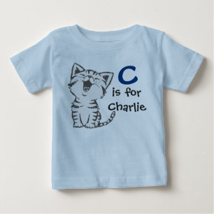 T-shirt Pour Bébé Boys Tee C est pour Charlie avec un chat mignon