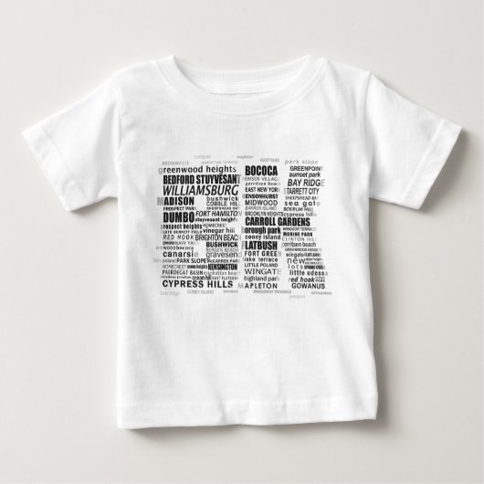 T-shirt Pour Bébé Brooklyn BK NYC Word Art Map (Devant)