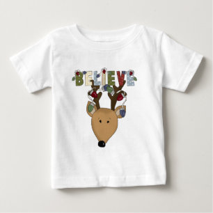 T-shirt Pour Bébé Brown Père Noël Reindeer Croire vacances