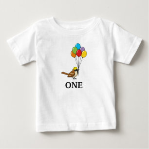 T-shirt Pour Bébé Bruant mignon avec ballons Anniversaire Personna
