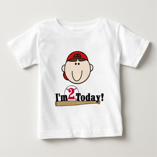 T-shirt Pour Bébé Brunette Boy Baseball 2e anniversaire (Devant)