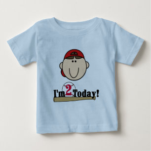 T-shirt Pour Bébé Brunette Boy Baseball 2e anniversaire