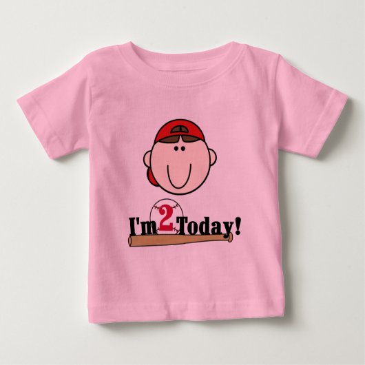 T-shirt Pour Bébé Brunette Boy Baseball 2e anniversaire (Devant)