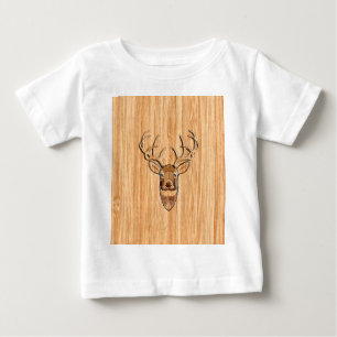 T-shirt Pour Bébé Buck Deer Head Bois Grain Style