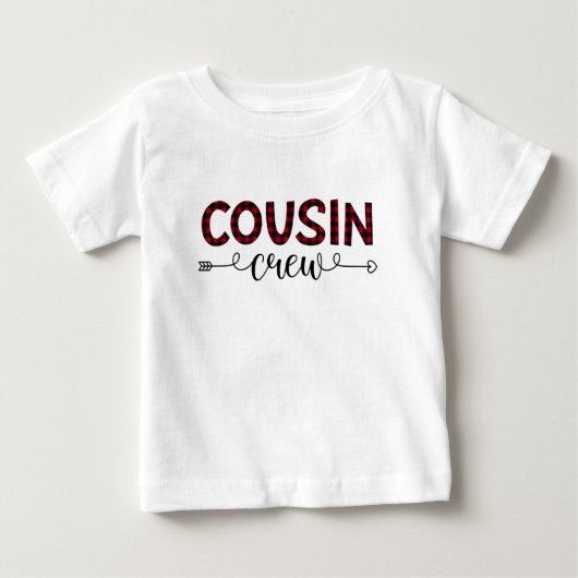 T-shirt Pour Bébé Buffalo de l'équipage de Cousin Plaid Noël Motif (Devant)