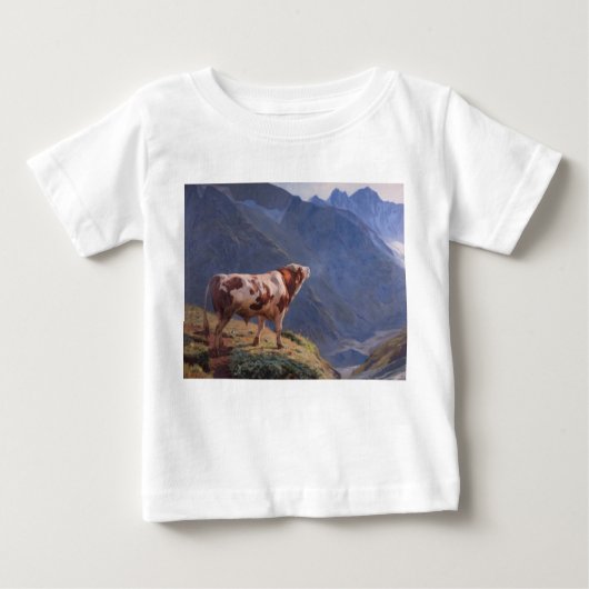 T-shirt Pour Bébé Bull dans les Alpes (par Eugène Burnand) (Devant)