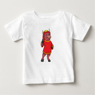 T-shirt Pour Bébé Bull en tant que pompier avec casque