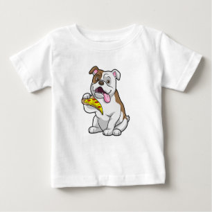 T-shirt Pour Bébé Bulldog avec morceau de pizza
