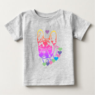T-shirt Pour Bébé Bulldog français avec collier de coeur Baby T