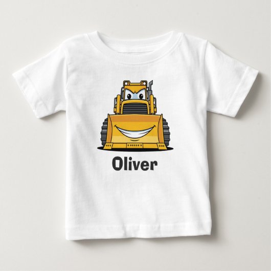 T-shirt Pour Bébé Bulldozer de chantier souriant mignon (Devant)