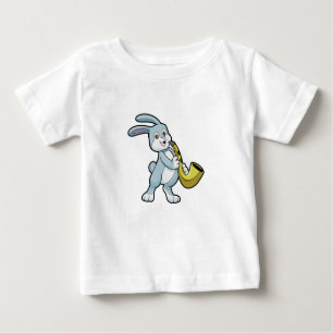 T-shirt Pour Bébé Bunny en musique avec saxophone