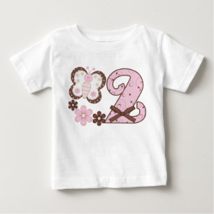 T-shirt Pour Bébé Butterf rose 2ème anniversaire
