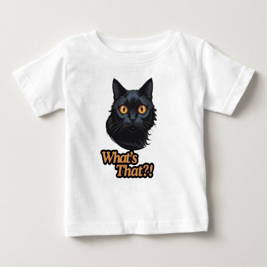 T-shirt Pour Bébé C’est quoi, ça ? ! Chat noir dans une pochette sur (Devant)