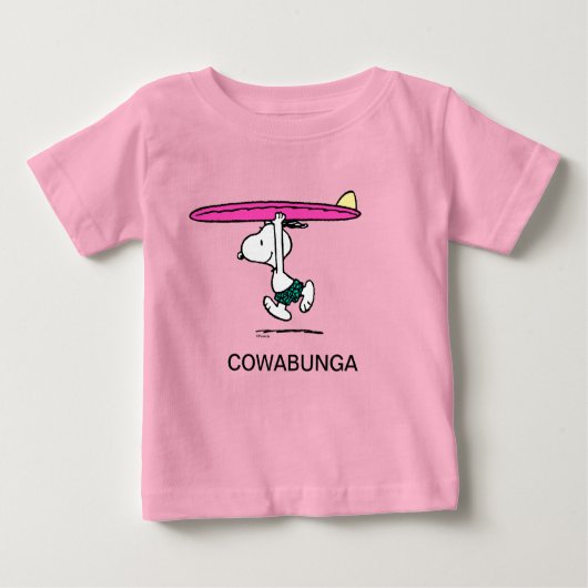T-shirt Pour Bébé cacahuètes | Snoopy Courir sur le Surf (Devant)