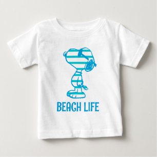 T-shirt Pour Bébé cacahuètes Snoopy Cyan Stripes Lunettes de solei