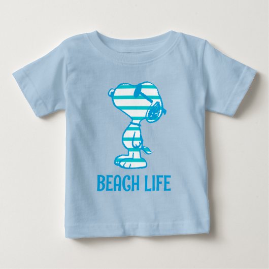 T-shirt Pour Bébé cacahuètes | Snoopy Cyan Stripes Lunettes de solei (Devant)