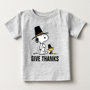 T-shirt Pour Bébé cacahuètes   Snoopy & Woodstock Pilgrim