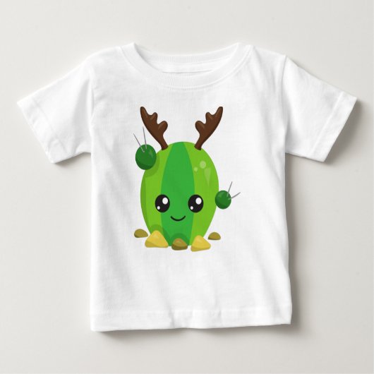 T-shirt Pour Bébé Cactus de Noël, Cactus mignons, Antlers, Vacances (Devant)