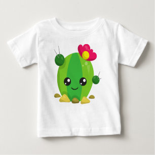 T-shirt Pour Bébé Cactus mignons, Cactus Kawaii, Cactus verts, Fleur