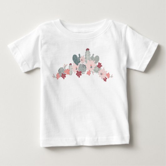 T-shirt Pour Bébé Cactus Pink Mint Succulents du désert Motif Plante (Devant)