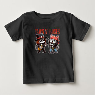 T-shirt Pour Bébé Cadeau bébé chat rock mignon Pattes 'N Roses