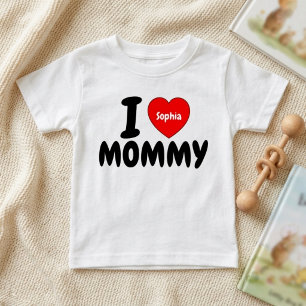 T-shirt Pour Bébé Cadeau Cœur Personnalisé pour Maman   J'Aime Maman