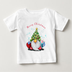 T-shirt Pour Bébé Cadeau de Noël T-shirt bébé joyeux Gnome avec cade
