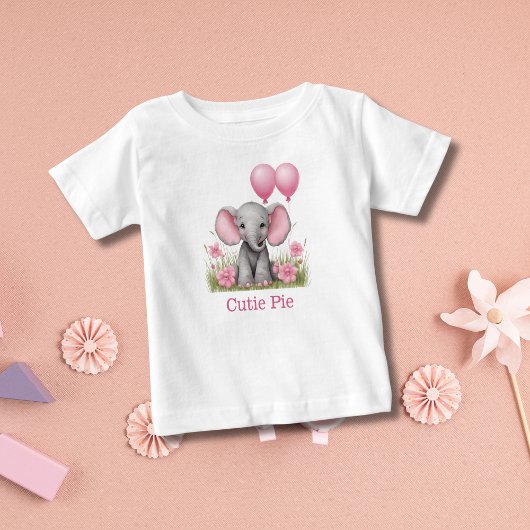 T-shirt Pour Bébé Cadeau personnalisé Baby Shower Éléphant Rose pour