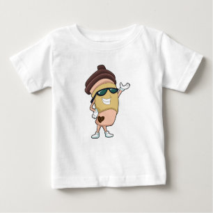 T-shirt Pour Bébé Café avec Lunettes de soleil