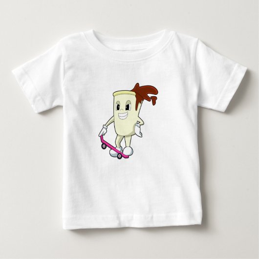 T-shirt Pour Bébé Café en patinage avec skateboard (Devant)