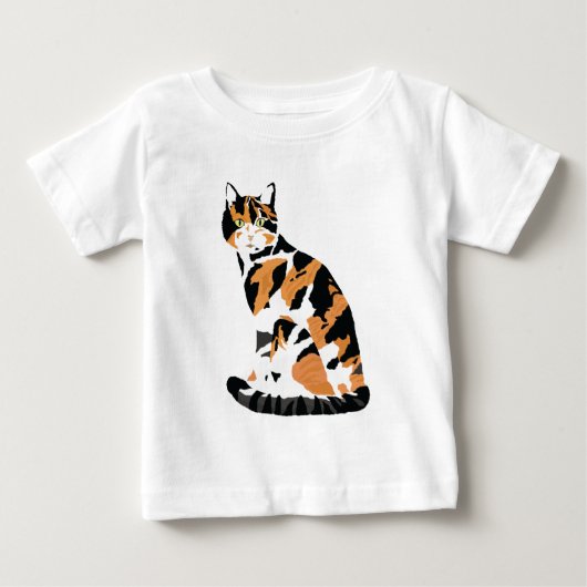 T-shirt Pour Bébé Calico chat assis (Devant)