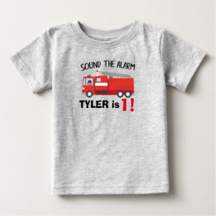T-shirt Pour Bébé camion d'anniversaire/petit pompier personnalisé